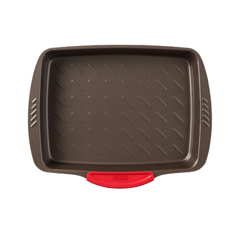 Pyrex asimetriA Rectangular metal oven dish with slicone handle 35x27
