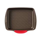 Pyrex asimetriA Rectangular metal oven dish with slicone handle 30x24