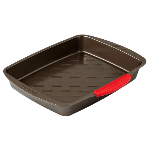 Pyrex asimetriA Rectangular metal oven dish with slicone handle 30x24