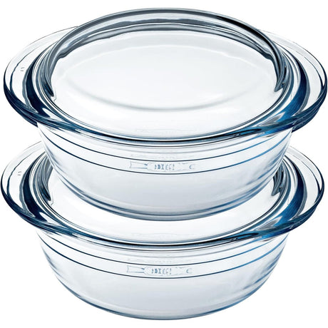 Ôcuisine® Set of 2 Glass Casserole Dishes 3LT - Home Deco London