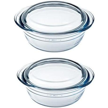 Ôcuisine® Set of 2 Glass Casserole Dishes 2.1LT - Home Deco London