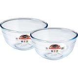 Ôcuisine® 2.3L Borosilicate Glass Mixing Bowl Set Pack of 2 - Home Deco London