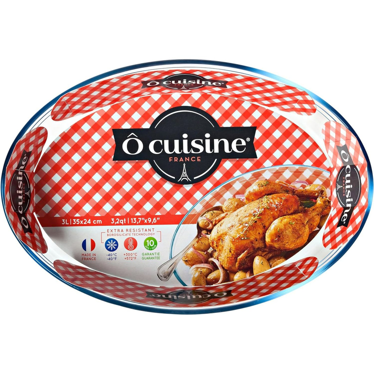 Ôcuisine Oval Glass Roasting Dish 35x24x6cm - Home Deco London