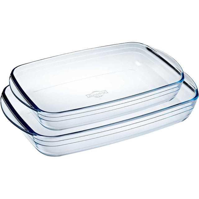 Ôcuisine® Set of 2 Medium Glass Roasting Dishes 2LT & 2.6LT - Home Deco London
