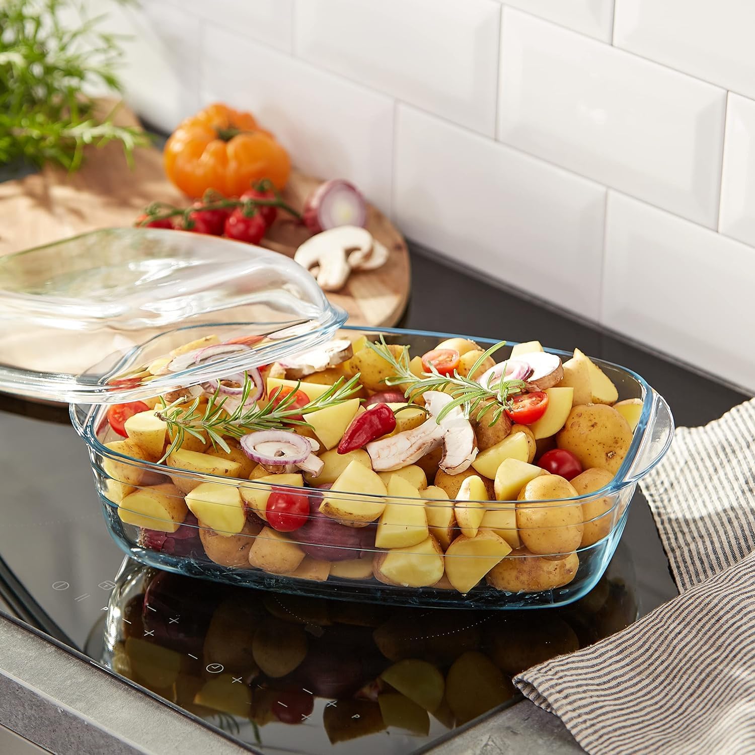 Ôcuisine® Set of 2 Glass Casserole Large Rectangular (4.5LT & 6.7LT) - Home Deco London