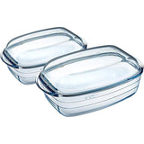 Ôcuisine® Set of 2 Glass Casserole Large Rectangular (4.5LT & 6.7LT) - Home Deco London