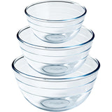 Ôcuisine Set of 3 Glass Mixing Bowls (1.1L, 2.3L, 3.1L) - Home Deco London