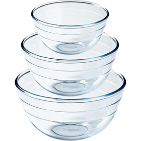 Ôcuisine Set of 3 Glass Mixing Bowls (1.1L, 2.3L, 3.1L) - Home Deco London