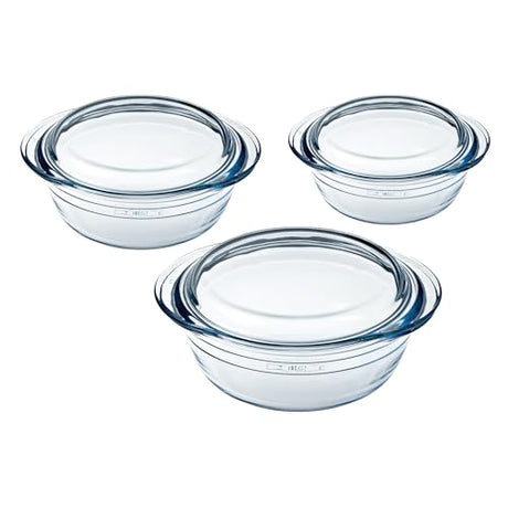 Ôcuisine® Round Glass Casserole Dishes Set of 3 - Home Deco London