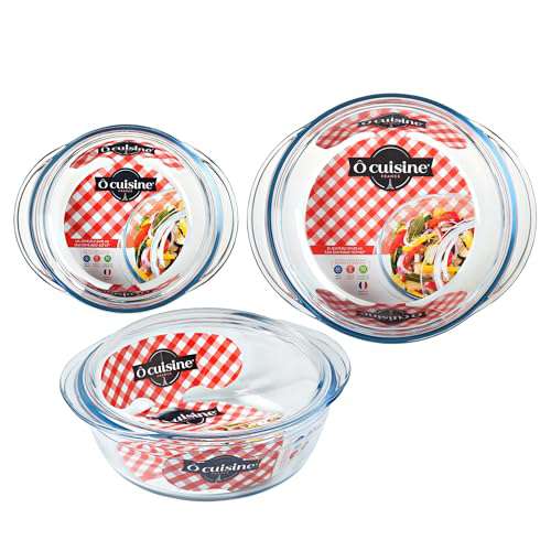 Ôcuisine® Round Glass Casserole Dishes Set of 3 - Home Deco London