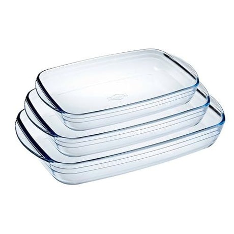 Ôcuisine® Set of 3 Family Rectangular Glass Roasting Dishes - Home Deco London