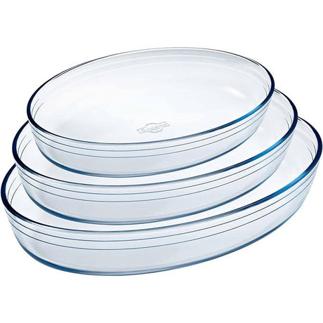 Ôcuisine® Set of 3 Oval Family Glass Roasting Dishes - Home Deco London
