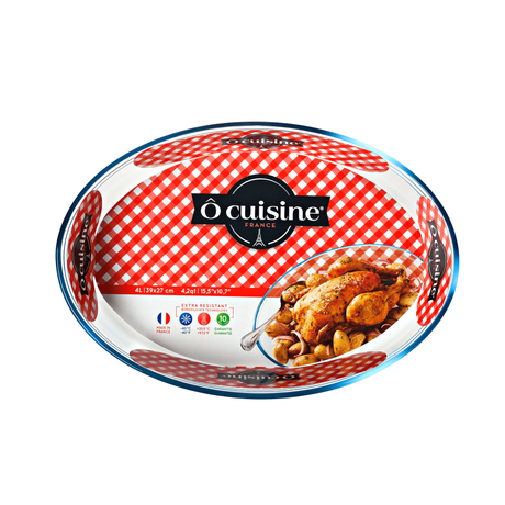 Ôcuisine® Set of 4 Oval Glass Baking Dishes & Roasters 1.6 to 4LT - Home Deco London