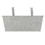 Old zinc balcony flowerpot set on a railing, demonstrating the charm and utility of a zinc balcony planter.