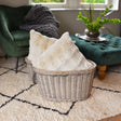 Elegant grey oval log basket by Home Deco London, perfect for keeping firewood organized.