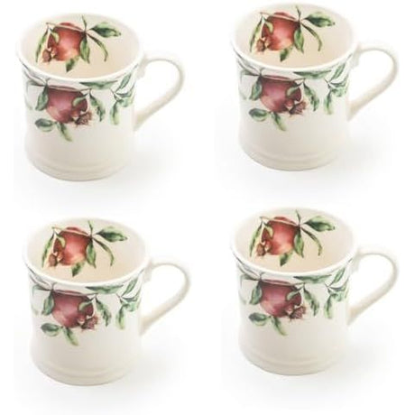 Persian Pomegranate Set of 4 Ceramic Tankard Mugs 430ml - Home Deco London