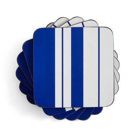 Spode Steccato by Pimpernel Set of 6 Blue Striped Coasters - Home Deco London