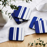 Spode Steccato by Pimpernel Set of 6 Blue Striped Coasters - Home Deco London