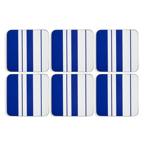 Spode Steccato by Pimpernel Set of 6 Blue Striped Coasters - Home Deco London