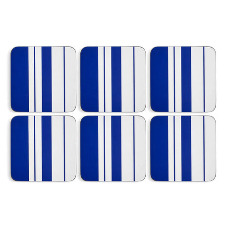 Spode Steccato by Pimpernel Set of 6 Blue Striped Coasters - Home Deco London