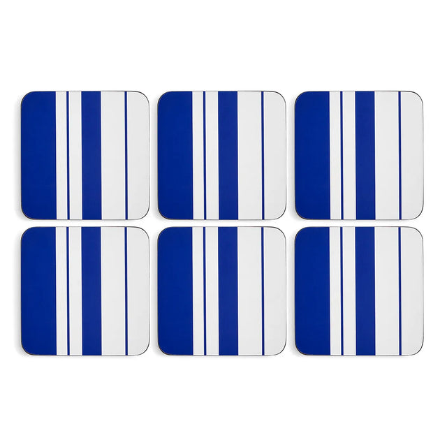 Spode Steccato by Pimpernel Set of 6 Blue Striped Coasters - Home Deco London