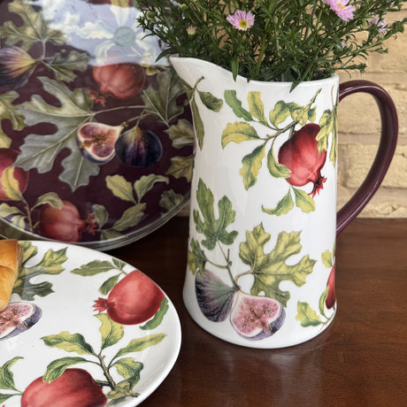 Ceramic Pitcher Large Jug Fig & Pomegranate