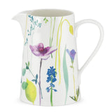 Portmeirion Water Garden Jug/Pitcher, a porcelain water jug featuring beautiful watercolour florals in pastel tones.