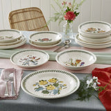Close-up view of the Portmeirion Botanic Garden dinnerware set, featuring beautiful designs of Christmas Rose and Double Camelia, ideal for floral-themed dining with botanic garden dinnerware.