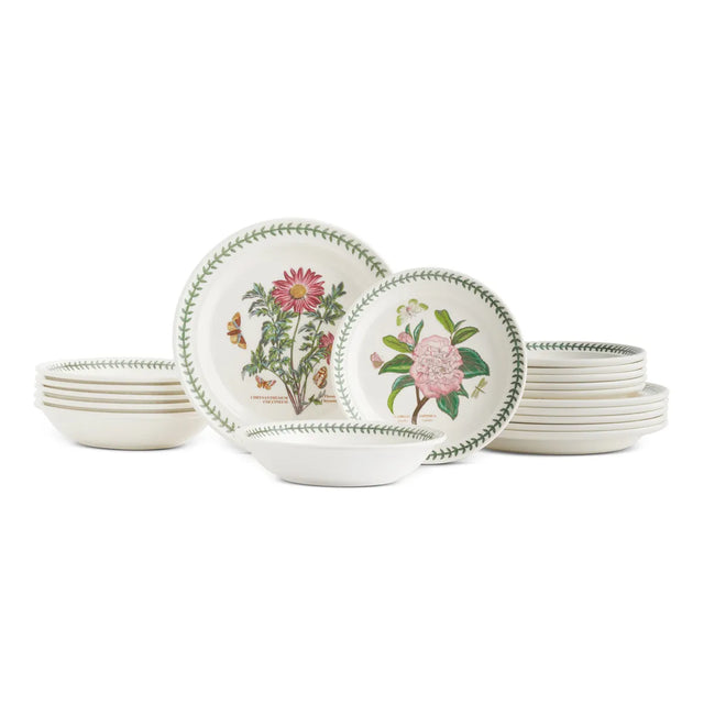 Portmeirion Botanic Garden 18 Piece Dinnerware Set showcasing vibrant floral motifs, perfect for adding a touch of elegance to your table with botanic garden dinnerware.