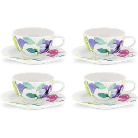 Portmeirion Home & Gifts WG67105-XL Water Garden breakfast cup and saucer set showcasing vibrant floral design.
