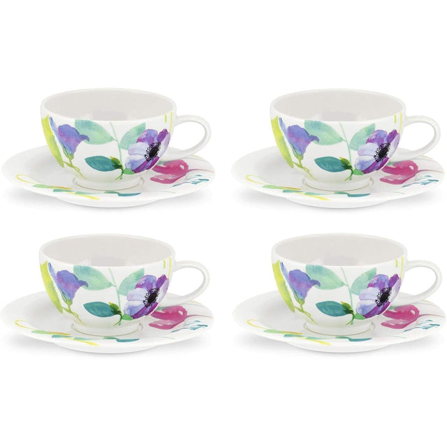 Portmeirion Home & Gifts WG67105-XL Water Garden breakfast cup and saucer set showcasing vibrant floral design.