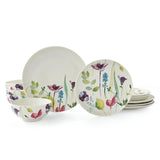 Portmeirion Water Garden 12 Piece Dinner Set featuring vibrant floral designs on white porcelain, perfect for a stylish dining experience with a floral dinner set.