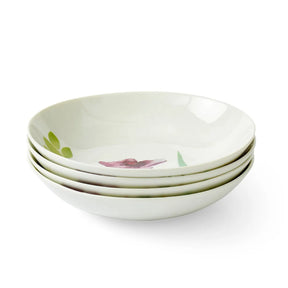 Portmeirion Water Garden Pasta Bowl Set of 4 displayed elegantly, showcasing the vibrant floral designs, perfect for serving your favourite dishes. Ideal pasta bowl set for any occasion.