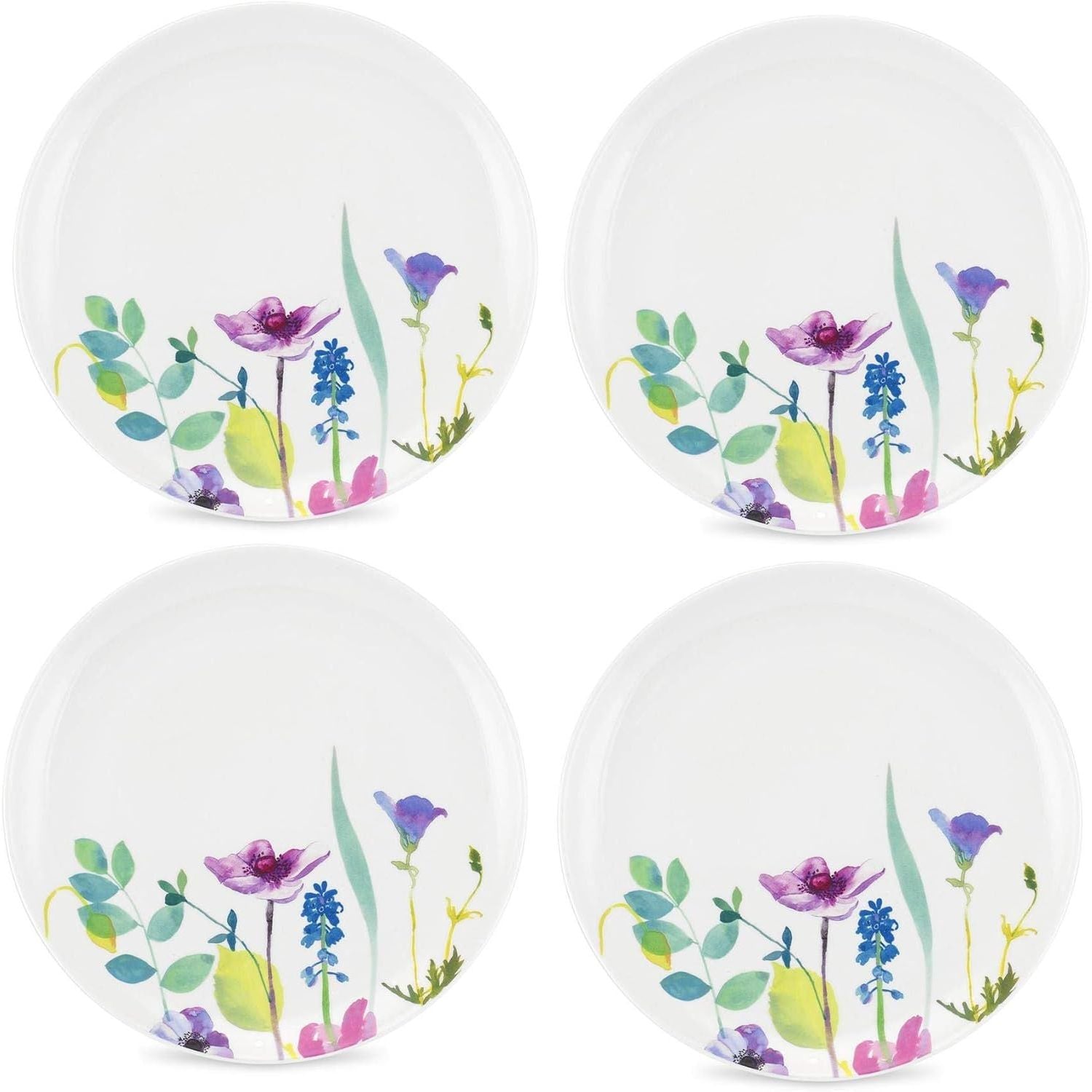 Portmeirion Water Garden Set of 4 Dinner Plates, Coupe Dinner Plates featuring a beautiful floral pattern; perfect floral dinner plates for everyday dining.