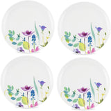 Portmeirion Water Garden Set of 4 Dinner Plates, Coupe Dinner Plates featuring a beautiful floral pattern; perfect floral dinner plates for everyday dining.