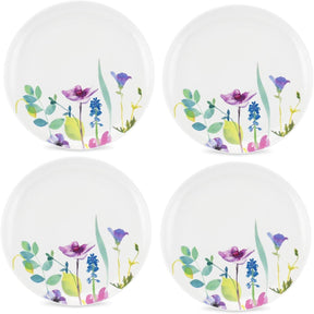 Portmeirion Water Garden Set of 4 Dinner Plates, Coupe Dinner Plates featuring a beautiful floral pattern; perfect floral dinner plates for everyday dining.