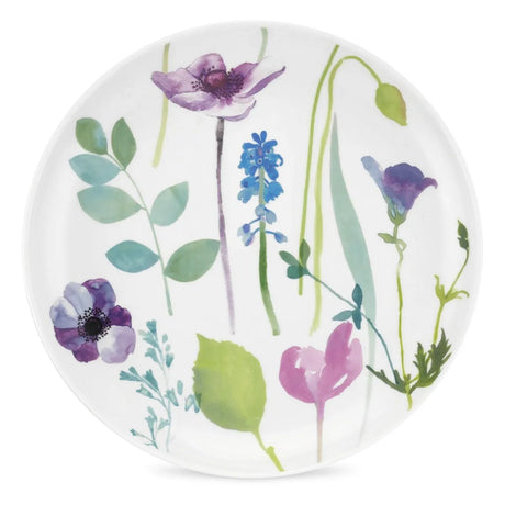 Close-up of the Portmeirion Water Garden Porcelain Side Plates displaying a beautiful floral pattern, ideal floral side plates to brighten any meal.