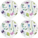 Portmeirion Water Garden Set of 4 Porcelain Side Plates featuring a vibrant watercolour floral design, perfect floral side plates for everyday dining.
