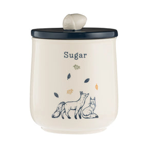 Price & Kensington Ceramic Sugar Canister with Acorn Handle, 1L Capacity, Woodland Design - a charming ceramic sugar canister ideal for kitchen storage.