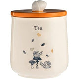 Price & Kensington Ceramic Tea Jar Woodland showcasing its sleek design as a ceramic tea storage jar, featuring a vibrant lid and acorn handle.