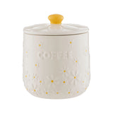 Price & Kensington Daisy Airtight Coffee Storage Jar featuring a charming floral design and embossed daisy lid, perfect for keeping coffee fresh and stylish on your countertop.