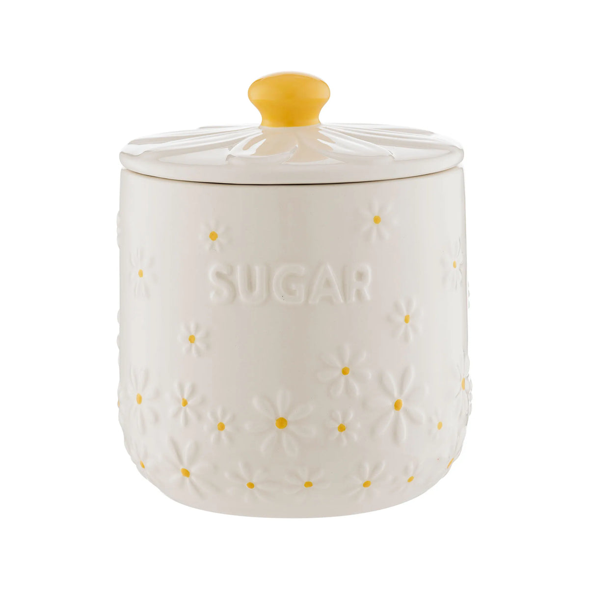 Price & Kensington Daisy Sugar Airtight Ceramic Canister - 700ml Decorative Sugar Jar, featuring a charming floral design and hand-painted yellow handle.