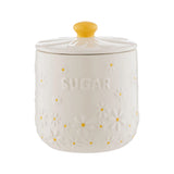 Price & Kensington Daisy Sugar Airtight Ceramic Canister - 700ml Decorative Sugar Jar, featuring a charming floral design and hand-painted yellow handle.