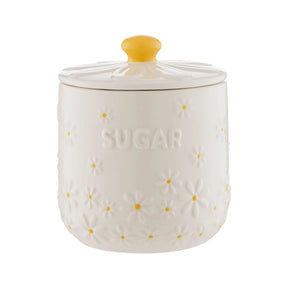 Price & Kensington Daisy Sugar Airtight Ceramic Canister - 700ml Decorative Sugar Jar, featuring a charming floral design and hand-painted yellow handle.