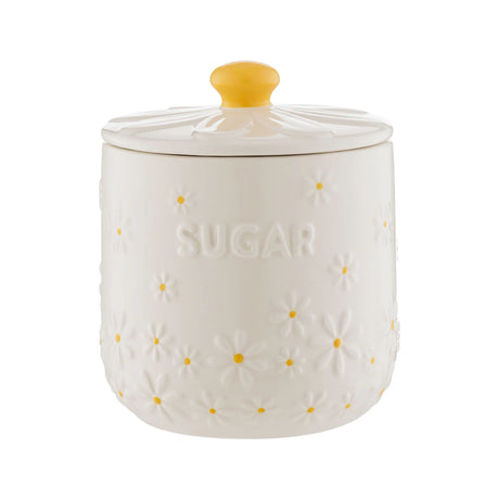 Price & Kensington Daisy Sugar Airtight Ceramic Canister - 700ml Decorative Sugar Jar, featuring a charming floral design and hand-painted yellow handle.