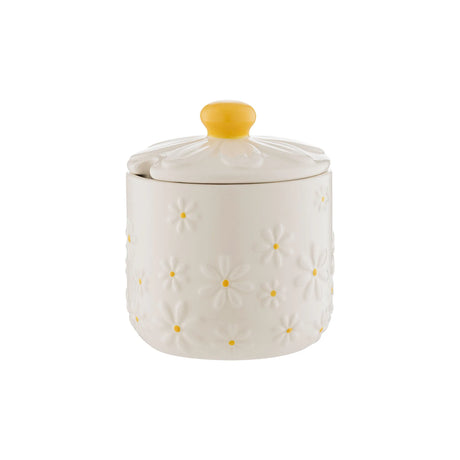 Price & Kensington Decorative Sugar Bowl with Embossed 3D Daisy Lid, Cream Ceramic Design - a charming decorative sugar bowl perfect for adding a whimsical touch to your kitchen.