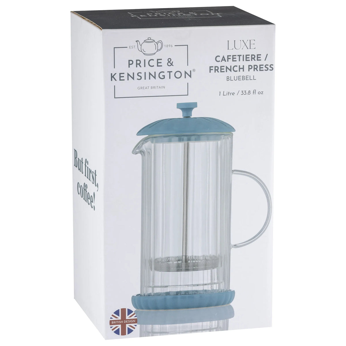 Price & Kensington Luxe French Press White Cafetiere 1 Litre Bluebell - Home Deco London