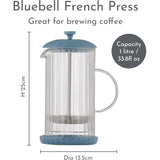 Price & Kensington Luxe French Press White Cafetiere 1 Litre Bluebell - Home Deco London