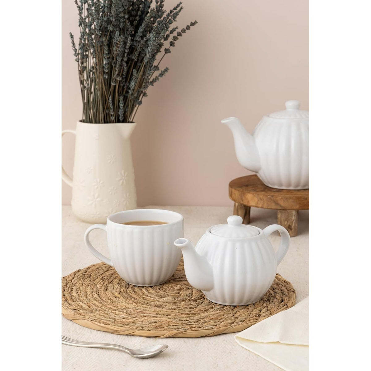 Price & Kensington Luxe White 2 Cup Stoneware Teapot 450ml - Home Deco London