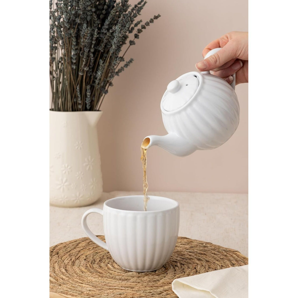 Price & Kensington Luxe White 2 Cup Stoneware Teapot 450ml - Home Deco London